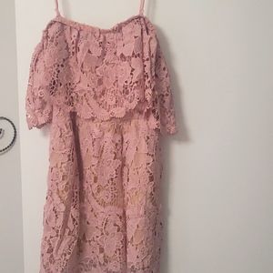 Off the shoulder lace dress by Romeo & Juliette Couture.